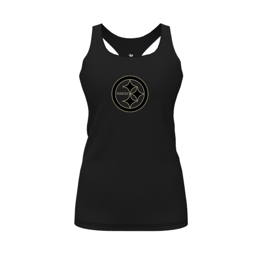 [FT0TRBBK-FYS-LOGO2] Decker Racerback Tank Top (Female Youth S, Black, Logo 2)