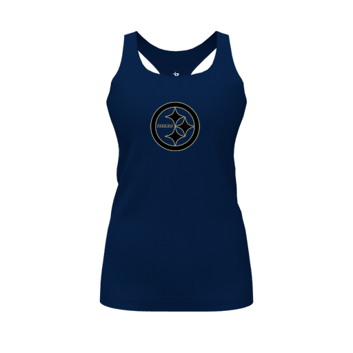 [CUS-DFW-RCBK-PER-NVY-FYS-LOGO2] Racerback Tank Top (Female Youth S, Navy, Logo 2)