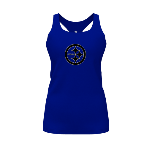 [CUS-DFW-RCBK-PER-RYL-FYS-LOGO2] Racerback Tank Top (Female Youth S, Royal, Logo 2)